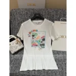 Dior 2025SS Spring/Summer Collection 🌈 Signature Print Linen-Cotton Tee - Hand-Painted Logo Short Sleeve Shirt - Image 7