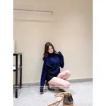Louis Vuitton 2025 Early Fall Collection 🆕 Women's Navy Wool Off-Shoulder Pullover - Metal Chain ⛓️ Detail & Relaxed Fit - Image 3