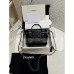 Chanel 2025B Runway Collection 🖤 Black/Gold "Makeup Box" Bag - Medal Logo w/ Detachable Chain ⛓️ (Pebbled Leather) - Image 9