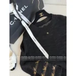 Chanel 2025B Early Fall Collection 🖤 Gold-Thread Embroidered Dress - Crystal Logo Round Neck Relaxed Fit - Image 7