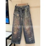 ACNE STUDIOS 2025 Early Fall Collection 🍬 Candy Beaded Wide-Leg Jeans - High-Waisted Painted Print & Embroidery 👖 - Image 12