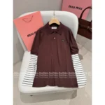 miumiu 25SS Early Autumn New Collection 🔛 Crewneck Two-in-One Style Letter Logo Long-Sleeve T-Shirt, Loose Fit, 100% Cotton - Image 3