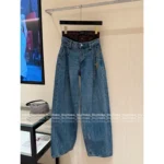 ALEXANDERWANG 2025 New Collection 👖 Mock Two-Layer Wide-Leg Jeans - High-Waisted Scimitar Flare Pants - Image 7