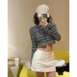 Louis Vuitton 2025SS Spring/Summer Collection 🖤 Must-Have "Spicy Girl" Top - Striped Shell Jacquard Knit Cardigan & Tee - Image 5