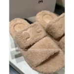 Chanel 2025SS Fall/Winter Collection 🐑 Embroidered Logo Sheepskin Slippers - Chunky Sole Slide-On Mules - Image 12