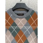 Loro Piana 2025 Fall/Winter Collection 💼 Heavyweight Diamond-Quilted Color-Block 'Old Money' Cashmere Pullover - Women's Luxury Knitwear - Image 7