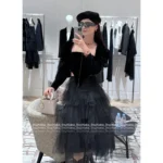 Dior 2025 Fall/Winter Collection 🖤 Velvet Couture Top - Imported Velvet with Bone Corset & Dramatic Sleeves - Image 7