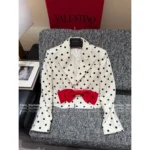 VALENTINO 2025SS French Retro Style ♥️ Silk Satin Suit Set - Handmade Bow V-Neck Polka Dot Blazer & Shorts - Image 21