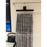 SAINT LAURENT 2025 Spring/Summer Collection 🆕 Leopard Print Pleated Skirt - Elegant Polka Dot Midi Skirt - Image 14