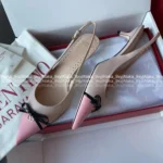 VALENTINO 2025P Spring/Summer Collection 🎀 Leather Bow Kitten Heels - Handcrafted 3D Bow Pointed-Toe Sandals - Image 10
