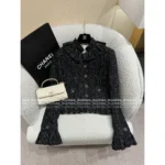 Chanel 2025A Early Fall Runway Collection 🖤 Peplum Blouse Sleeve Jacket - Wool Tweed w/ Silk Lining & Petal Cuffs - Image 14