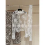Chanel 25SS Early Fall Collection 🌸 Heavyweight Vintage Courtly Top - Ethereal Bow-Tie🎀Lace Sheer Blouse - Image 4