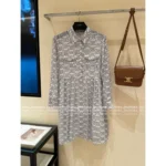 Celine 25SS Spring/Summer Collection 🆕 Print Logo Dress - Notch Collar 100% Mulberry Silk Dress (Lined) - Image 14
