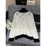 Chanel 2025B Early Fall Collection - Women's Black & White Contrast Mohair/Wool-Silk Blend V-Neck Knit Cardigan & Pullover - Image 14