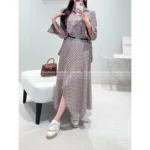 Loewe 2025SS Designer Embroidery Set 🤎 Back-Slit Plaid Shirt + Asymmetric Skirt - Autumn New Arrival - Image 3