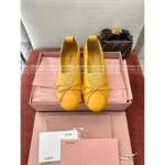 miumiu 2025SS Spring/Summer Collection 🍋 Bow-Tie Leather Mary Janes - Women's Ballet Flats w/ Pearled Sole - Image 3