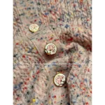 Chanel 2025A Early Fall Collection 🎀 Women’s Dusty Pink Jacquard Cardigan - Wool Blend w/ Pocket Detail (Haute Minimalism) - Image 11