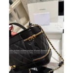 Chanel 2025B Runway Collection 🖤 Black/Gold "Makeup Box" Bag - Medal Logo w/ Detachable Chain ⛓️ (Pebbled Leather) - Image 8