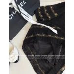 Chanel 2025B Early Fall Collection 🖤 Gold-Thread Embroidered Dress - Crystal Logo Round Neck Relaxed Fit - Image 6