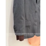 miumiu 2025SS Early Fall Collection 🩶 Mock Two-Piece Blazer - Notch Collar w/ Vertical Stripes & Signature Logo - Image 9