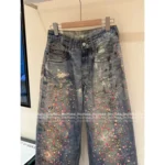 ACNE STUDIOS 2025 Early Fall Collection 🍬 Candy Beaded Wide-Leg Jeans - High-Waisted Painted Print & Embroidery 👖 - Image 11