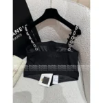 Chanel 2025B Early Fall Collection 🔍 Jennie-Inspired Camisole - Pearl Bow Straps & Crystal Button Bustier - Image 7