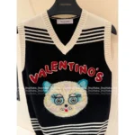 VALENTINO 2025SS Early Fall Collection 🐱 Color-Block Vest w/ Cat Embroidery - V-Neck Wool Knit Waistcoat - Image 6