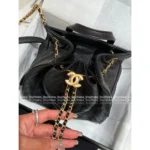 Chanel 25/26 Fall/Winter Collection 🖤 25Bag Drawstring Backpack - Caviar Leather Mini Backpack w/ Chain Strap ⛓️🎒 - Image 9