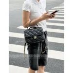 Chanel 🎒 25A Haute Atelier Collection Litchi-Grain Leather Handle & Chain Backpack / Mini Backpack / Tote Bag — Durable & Sturdy - Image 14