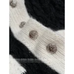 Chanel 🖤 2025B Early Autumn New Collection Black & White Colorblock Mohair/Wool-Silk V-Neck Knit Cardigan / Pullover Sweater for Women - Image 10