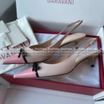 VALENTINO 2025P Spring/Summer Collection 🎀 Leather Bow Kitten Heels - Handcrafted 3D Bow Pointed-Toe Sandals - Image 9