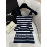 Chanel Vintage Retro Collection 🔍 Black & White Contrast Wool Knit - Strapless Square-Neck Tank Top - Image 3