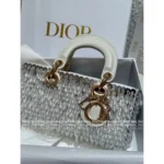 Dior 2025 Limited Edition D-Joy Bag 🤍 Horizontal Leather Tote w/ Embroidery & Crystal Pendant - Image 18