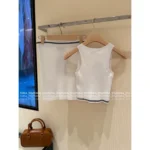 miumiu 25SS Spring/Summer Collection 🤍 Panda Color-Block Set - Sleeveless Knit Tank & Bodycon Skirt w/ Letter Logo - Image 4
