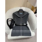 Prada 2025SS Early Fall Collection 🩶 Reversible Hooded Vest - Double-Faced Jacquard Logo w/ Belted Wool Blend - Image 5