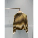 miumiu 2025SS Early Fall Collection 💛 Yellow Striped Letter Logo Polo-Collar Long-Sleeve Crop Hoodie - Fake Two-Piece Design - Image 5