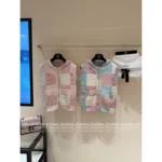 Chanel 25M Early Fall Collection 🌈 Macaron Color-Block Vest - Terry Fabric Hooded Sleeveless Top & V-Cardigan - Image 16