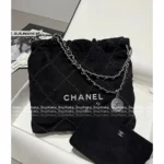 Chanel 2025 🖤 New 22Bag Tote - "Trash Bag" Letter Logo w/ Exclusive Imported Suede & Studs - Image 4