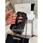 Chanel 2025B Runway Collection 🖤 Black/Gold "Makeup Box" Bag - Medal Logo w/ Detachable Chain ⛓️ (Pebbled Leather) - Image 7