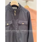 miumiu 2025SS Early Fall Collection 🆕 Women's Baseball Jacket - Metallic Button Stand Collar w/ Utility Pockets (American Retro Style) - Image 10