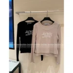 Acne Studios 2025 Early Fall Collection 🆕 Women's Logo-Print Layered Knit - Mock Two-Piece Long Sleeve Pullover - Image 2