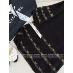 Chanel 2025B Early Fall Collection 🖤 Gold-Thread Embroidered Dress - Crystal Logo Round Neck Relaxed Fit - Image 5