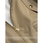 CELINE 2025SS Early Fall Collection 🤎 Structural Utility Jacket - Khaki Canvas w/ 3D Embroidery & Notch Collar - Image 6