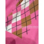 miumiu 2025SS Early Fall Collection 🎀 Argyle Jacquard Cardigan - Preppy Notch Collar w/ Embroidered Logo & Cashmere Blend - Image 9
