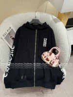 CHROME HEARTS 2025SS Early Fall Collection 🖤 Must-Have Streetwear Hoodie - Oversized Fit with Sanskrit Print & Zip Detail - Image 4