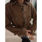 Chanel 2025A Fall/Winter Haute Atelier Collection 🍂 Vintage Tweed Robe Blazer & Skirt Set - Tie-Waist Coat & Matching Midi Skirt - Image 9
