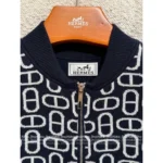 Hermes 🍊 2025 Early Autumn New Collection Jacquard Pig Nose Logo Zip-Up Cardigan in Cashmere/Wool Blend - Image 3