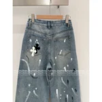 CHROME HEARTS 🖤 2025 Early Fall New Collection — Colorblock Leather Cross Logo High-Waist Slimming Enzyme-Washed Wide-Leg Jeans - Image 15