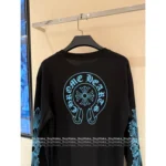 CHROME HEARTS 2025 Early Fall Collection 🩵 Blue Sanskrit Print Tee - Round Neck Long Sleeve Cotton Shirt - Image 17