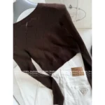 Prada 2025SS Early Fall Collection 🤎 Cashmere Blend Long Cardigan - Slim-Fit Cafe-Au-Lait Knit Open Front - Image 5